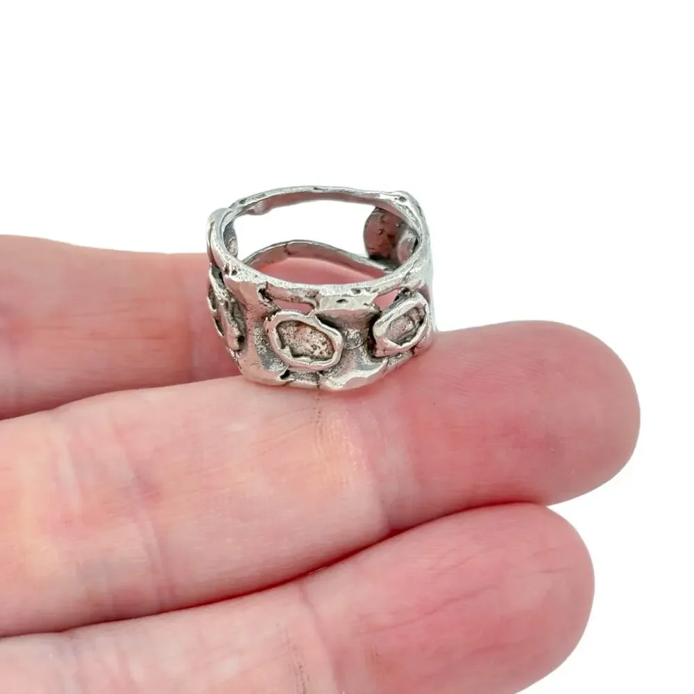 Vintage Sterling Silver 925 Abstract Openwork Ring Size 7.5